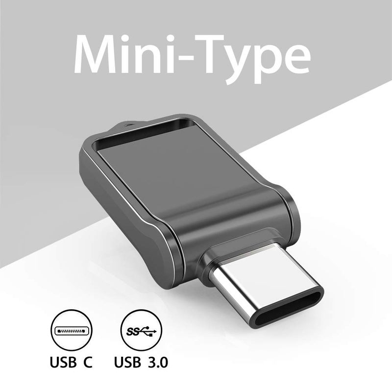 KALSAN Type C OTG USB Flash Drive 64GB, KALSAN 64GB USB 3.0+Type C 2 in 1 OTG Dual WaterproofUSB Memory Stick with Keychain Metal-Black - Image 2